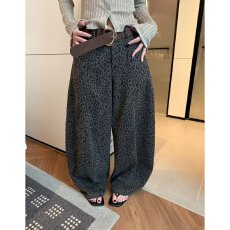 批发档口上新 2026年秋季新款女<b class='q'>装</b>高腰宽松直筒豹纹阔腿长<b class='q'>裤</b>复古<b class='q'>百搭</b>