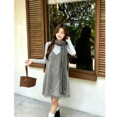 批发档口上新 2026年季节新款女士V领吊带<b class='q'>背心裙</b>无袖<b class='q'>蕾丝</b>拼接连衣裙