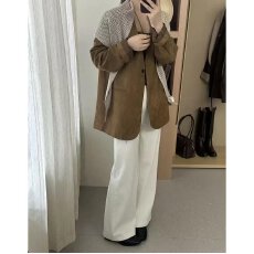 批发档口上新 早秋新款女装宽松直筒平驳领单扣<b class='q'>西服</b>外套休闲百搭