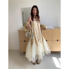 批发档口上新 2026年秋季新款女士<b class='q'>丝绒</b>网纱拼接吊带<b class='q'>连衣裙</b>宽松A字裙