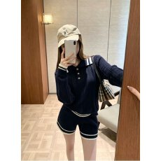 批发档口上新2026年春秋新款女士针织Polo领长袖上衣短<b class='q'>裤</b>套<b class='q'>装</b>