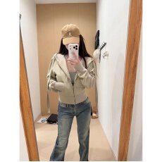 批发档口上新 2026年春季新款女装连帽拉链卫衣<b class='q'>短款</b>修身<b class='q'>开衫</b>外套