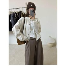 批发档口上新 2026年秋季新款女装宽松圆领针织开衫毛衣长袖百搭