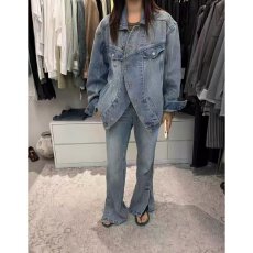 批发档口上新 2026年秋季新款女装宽松翻领长袖牛仔外套水洗做旧复古