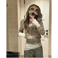 批发档口上新 2026年秋季新款女装连帽拉链卫衣短款修身休闲上衣