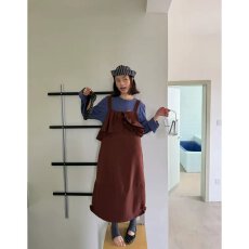 批发档口上新2026年春季新款女装宽松<b class='q'>直筒</b>背带裙吊带<b class='q'>连衣裙</b>荷叶边
