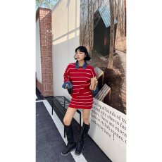 批发档口上新 2026年秋季新款女装宽松条纹针织<b class='q'>连衣裙</b>毛衣长款套头