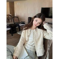批发档口上新 2026年春季新款小香风粗花呢外套女短款圆领长袖开衫