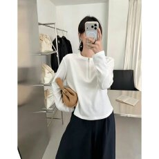 批发档口上新 2026年新款<b class='q'>女装</b>半拉链长袖T恤正肩直角肩设计<b class='q'>加肥</b><b class='q'>加大</b>