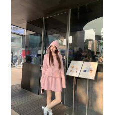 批发档口上新 2026年秋冬新款女装<b class='q'>针织</b>连帽拉链<b class='q'>开衫</b>短裙套装两件套