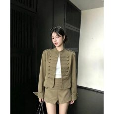 批发档口上新 2026年夏季新款女装军装风短款修身外套短裤两件套