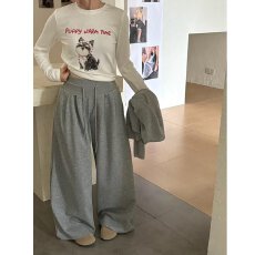 批发档口上新 秋<b class='q'>冬</b>新款女装高腰垂坠阔腿卫裤宽松慵懒韩系长裤