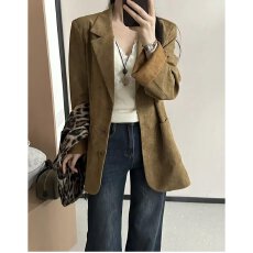 批发档口上新 2026年秋冬韩系复古貂皮绒西装外套女宽松落肩西服<b class='q'>百搭</b>