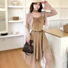 批发档口上新2026年夏季法式复古度假风女装两件套<b class='q'>连衣裙</b>针织开衫套装