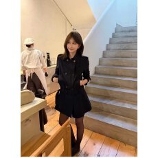 批发档口上新 2026年春秋季新款女风衣连衣裙双排扣翻领长袖修身显瘦