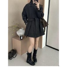 批发档口上新 2026年春季新款女士立领斜襟收腰薄呢外套设计感短款