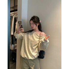 批发档口上新2026年春秋季新款<b class='q'>女</b>装宽松落肩碎花蕾丝拼接<b class='q'>套头卫衣</b>上衣