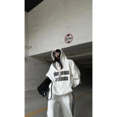 批发档口上新 2026春秋季<b class='q'>女</b>士宽松连帽卫衣中长款字母印花套头衫百搭