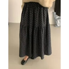 批发档口上新 2026年<b class='q'>春</b>秋季女装藏青碎花半身裙松紧腰A字大摆长裙百搭