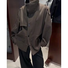 批发档口上新 2026年春秋季女士宽松立领工装夹克<b class='q'>中长款</b><b class='q'>外套</b>百搭