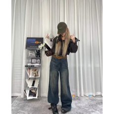 批发档口上新 2026年<b class='q'>夏</b>季新款女士高腰直筒阔腿牛仔裤水洗做旧长裤