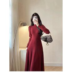 批发档口上新 2026年秋冬新款半高领针织<b class='q'>连衣裙</b>女修身超长款毛衣裙