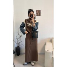 批发档口上新 2026年秋季新款女装休闲套装连帽卫衣<b class='q'>拼接</b>长袖半身长裙