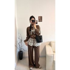 批发档口上新 2026年秋季新款<b class='q'>女</b>装休闲<b class='q'>套装</b>蕾丝蝴蝶结<b class='q'>卫衣</b>阔腿长裤