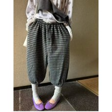批发档口上新 2026年秋季新款女装宽松灯笼裤束脚<b class='q'>九分</b>裤条纹针织长裤