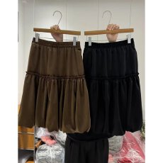 批发档口上新 2026年<b class='q'>秋</b>季新款女装松紧腰抽褶蛋糕半身裙中长款荷叶边
