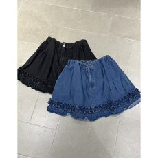 批发档口上新 2026年夏季新款女装高腰A字牛仔短裙荷叶边毛边<b class='q'>半身裙</b>