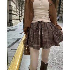 批发档口上新 2026<b class='q'>春</b>秋季新款女装高腰A字格纹百褶半身裙短裙显瘦百搭