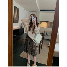 批发档口上新 2026<b class='q'>秋</b>季新款女装豹纹印花半身裙A字中长裙荷叶边下摆