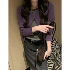 批发档口上新 2026年春秋季女装圆领修身短款针织开衫<b class='q'>长袖</b>毛衣<b class='q'>外套</b>