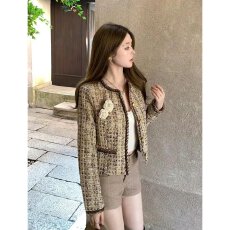 批发档口上新 2026年春秋季小香风粗花呢短外套女<b class='q'>修身</b>圆领流苏开衫
