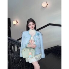 批发档口上新 2026年春秋季小香风粗花呢短款<b class='q'>外套</b>女装圆领<b class='q'>长袖</b>百搭
