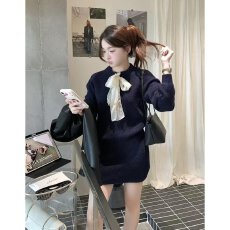 批发档口上新 2026年秋季新款女装针织套装长袖上衣高腰短裙两件套