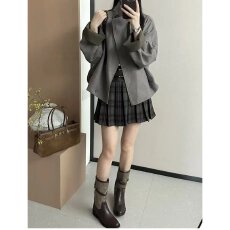 批发档口上新 2026年<b class='q'>春</b>秋新款女装宽松落肩翻领中长款夹克外套百搭