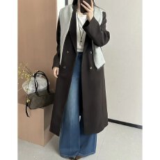 批发档口上新 2026年<b class='q'>春</b>秋新款女装感长款时装大衣翻领双排扣外套
