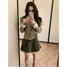 批发档口上新 2026年秋季<b class='q'>女装</b>针织开衫翻领撞色长袖修身毛衣<b class='q'>外套</b>百搭