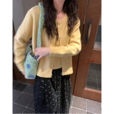批发档口上新 2026年春秋新款女装宽松圆领镂空针织开衫<b class='q'>毛衣</b>外套