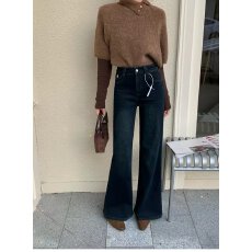 批发档口上新 2026年春秋季高腰<b class='q'>弹力</b>植绒喇叭裤女显瘦百搭牛仔长裤