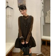 批发档口上新 2026年秋季新款女装波点<b class='q'>无袖</b>背心裙宽松A字荷叶边<b class='q'>连衣裙</b>
