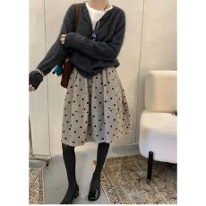 批发档口上新 2026年春秋新款女装高腰A字波点<b class='q'>伞</b><b class='q'>裙</b>中长半身<b class='q'>裙</b>显瘦