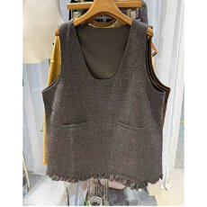 批发档口上新 2026夏季新款女装宽松无袖马甲背心荷叶边下摆上衣