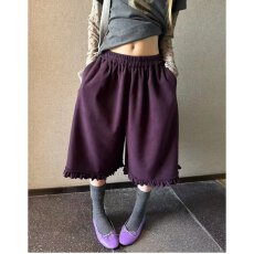 批发档口上新 2026夏季新款女装高腰宽松阔腿五分裤荷叶边休闲<b class='q'>短裤</b>