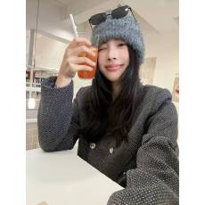 批发韩版深灰色翻领短款波点双排扣长袖<b class='q'>卫衣</b>/绒衫 显瘦气质