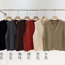 批发档口上新 2026年秋季新款V领针织马甲女装背心开衫百搭