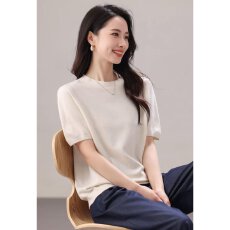 批发档口上新 2026年<b class='q'>夏</b>季新款女士圆领短袖针织衫宽松套头毛衣上衣