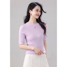 批发档口上新2026年春季新款女装圆领五分<b class='q'>袖</b>针织短<b class='q'>袖</b><b class='q'>上衣</b>修身显瘦
